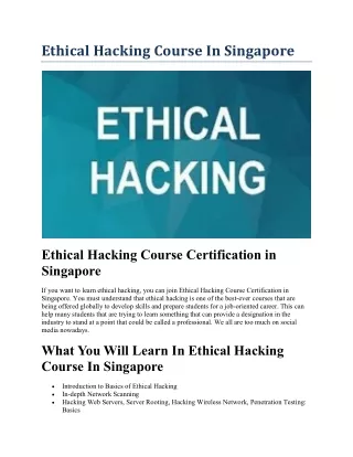 ethical hacking course in singapore