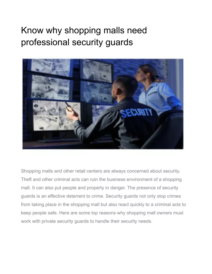 PPT - Know why shopping malls need professional security guards ...