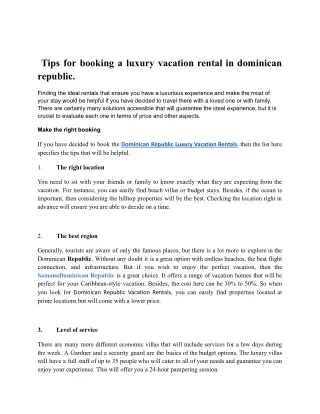 _Tips for booking a luxury vacation rental in dominican republic.