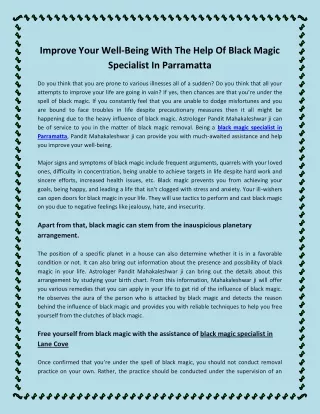 Improve Your Well-Being With The Help Of Black Magic Specialist In Parramatta