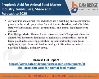 Propionic Acid for Animal Feed Exclusive Report