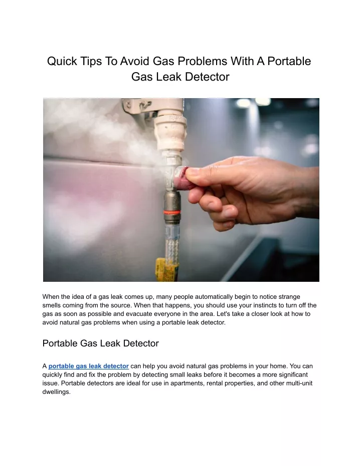quick tips to avoid gas problems with a portable