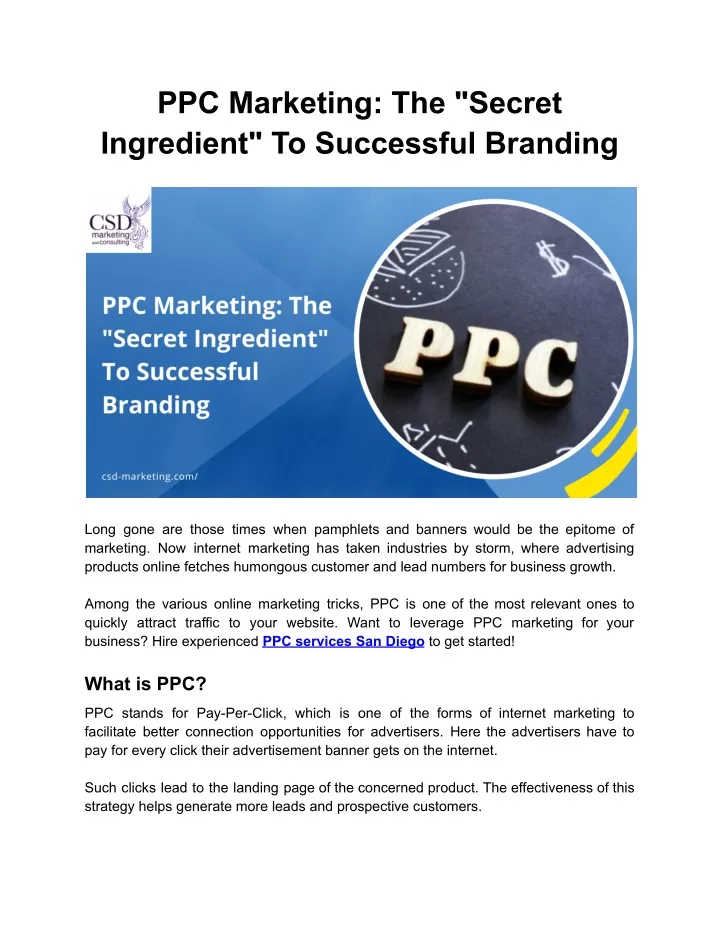 ppc marketing the secret ingredient to successful