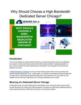 why should choose a high bandwidth dedicated