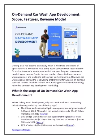 on demand car wash app development scope features