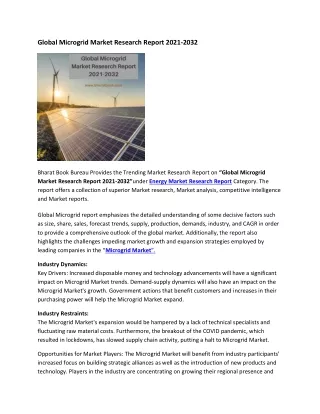 global microgrid market research report 2021 2032