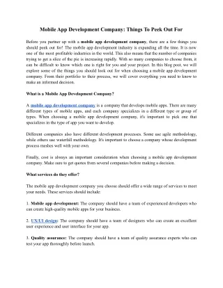 mobile app development company things to peek
