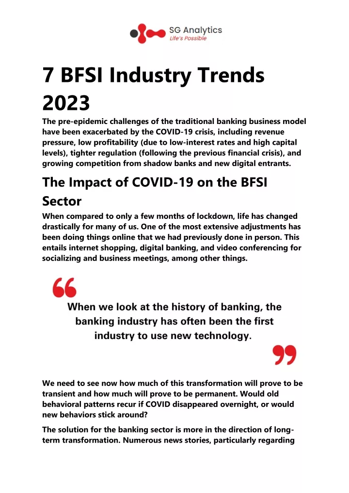 7 bfsi industry trends 2023 the pre epidemic