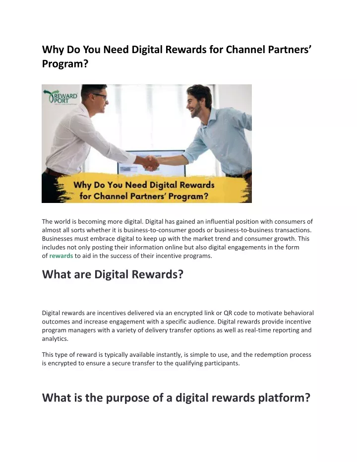 why do you need digital rewards for channel