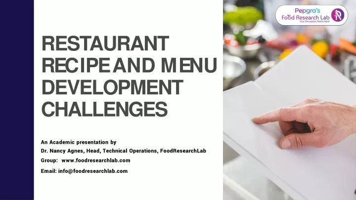 restaurant r e c i p e a nd m e nu development