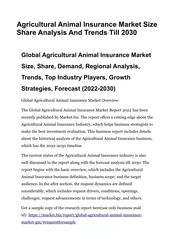 agricultural animal insurance market size share