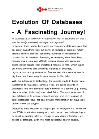 Evolution Of Databases