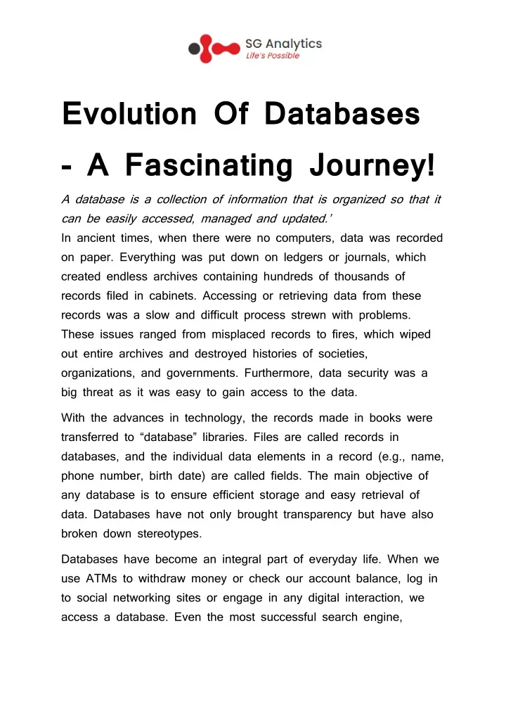 evolution of databases a fascinating journey