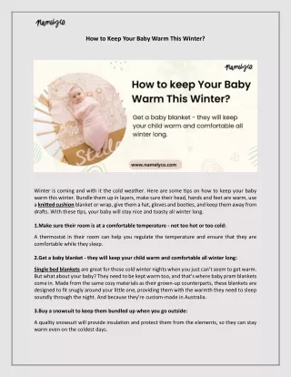 How to Keep Your Baby Warm This Winter