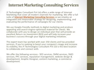 Internet Marketing Consulting Services