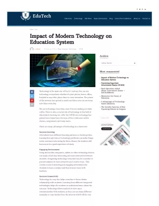Impact of Modern Technology on Education System