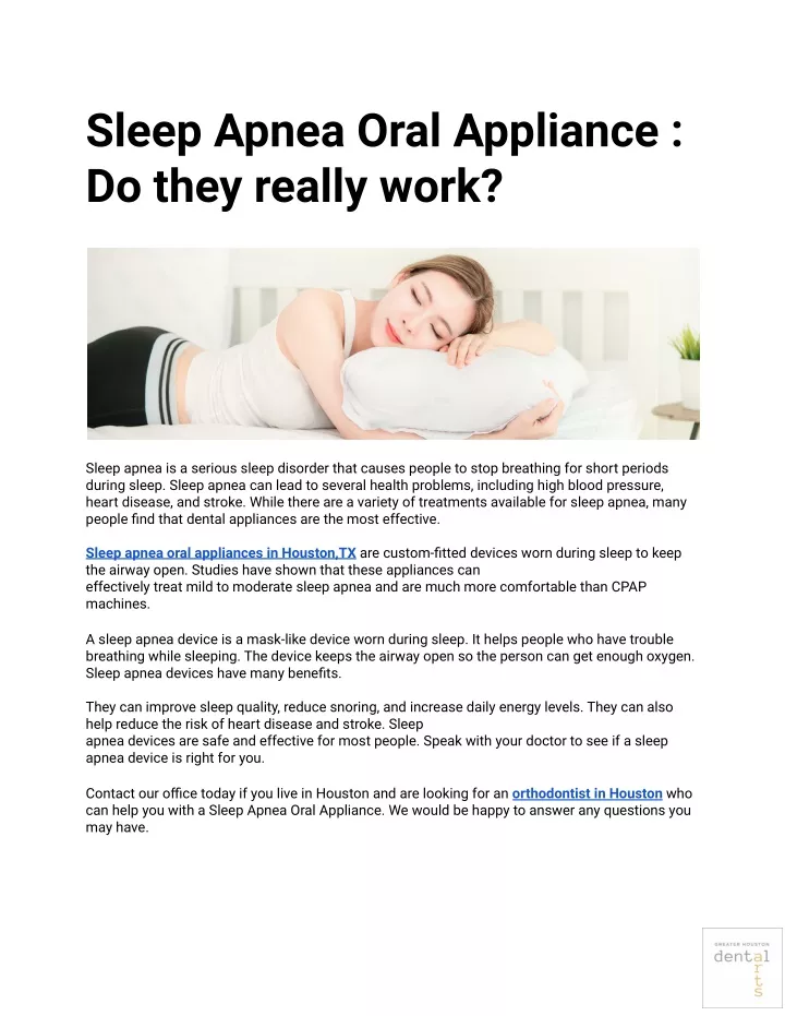 sleep apnea oral appliance do they really work