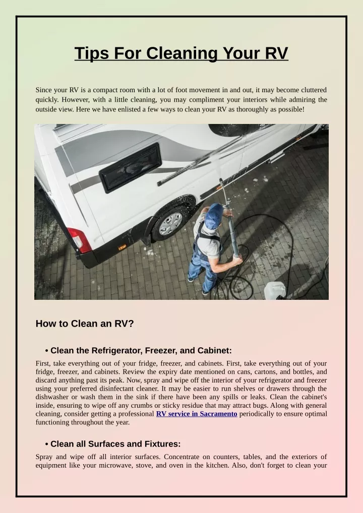 tips for cleaning your rv