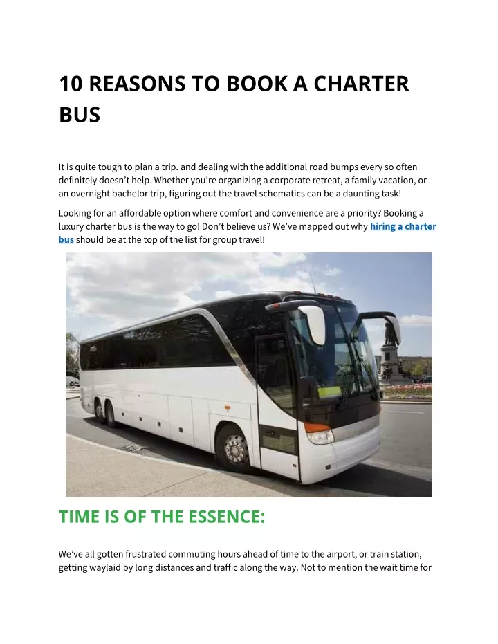 10 reasons to book a charter bus