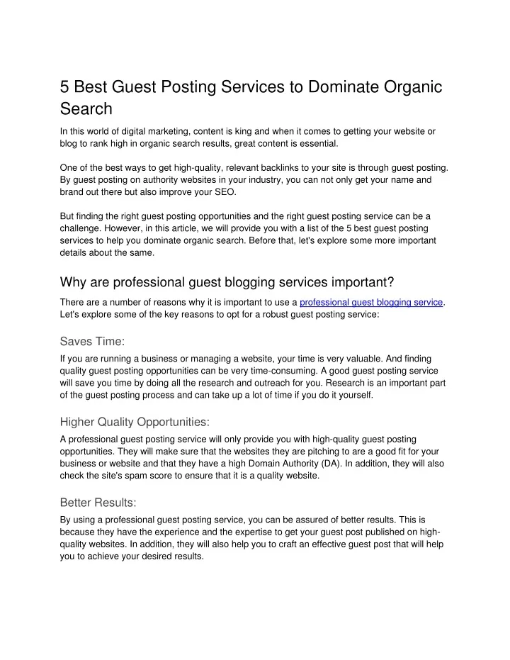 5 best guest posting services to dominate organic