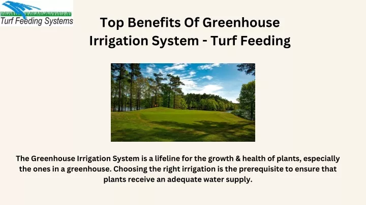 top benefits of greenhouse irrigation system turf