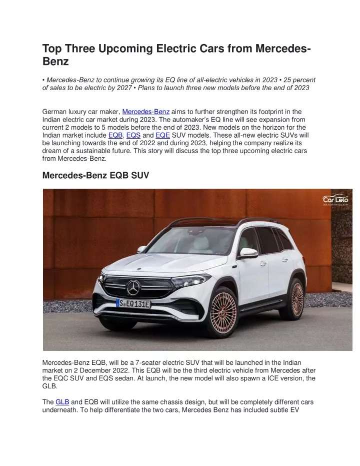 top three upcoming electric cars from mercedes