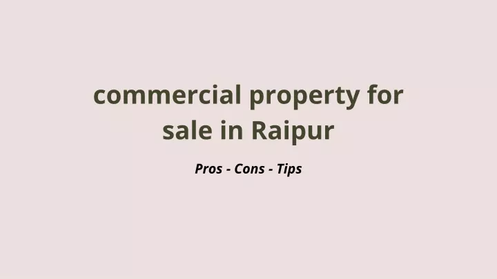 commercial property for sale in raipur