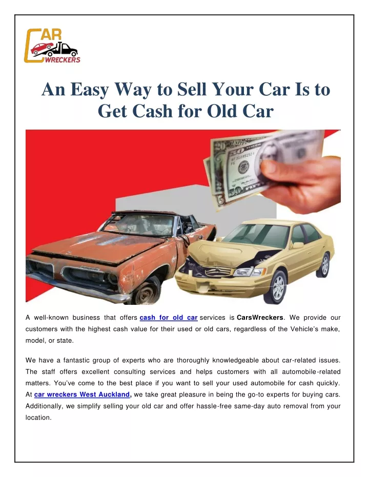 an easy way to sell your car is to get cash