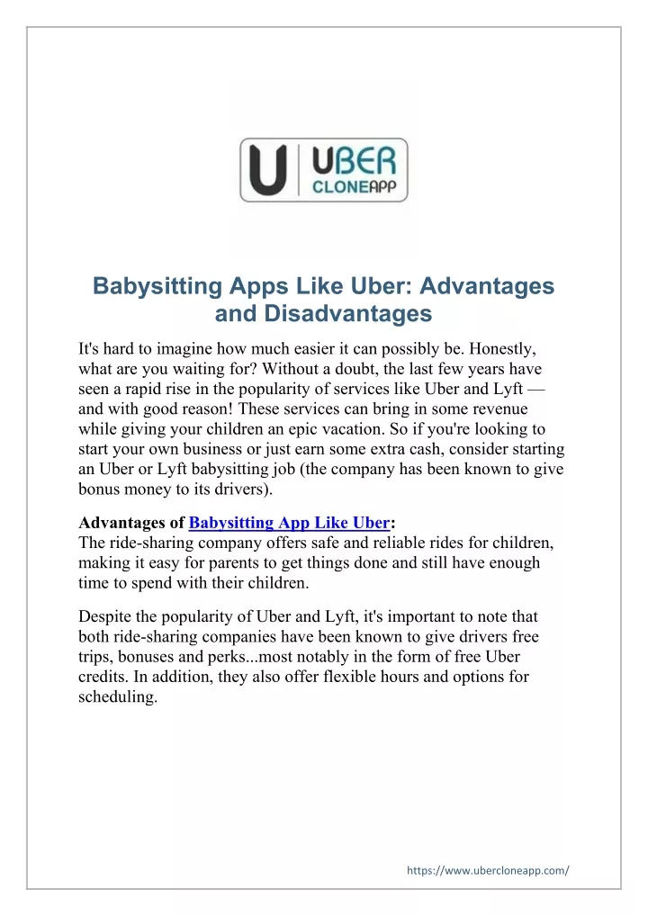 babysitting apps like uber advantages