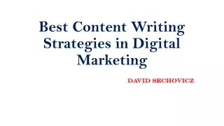 Best Content Writing Strategies in Digital Marketing  | David Sechovicz