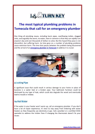 the most typical plumbing problems in temecula