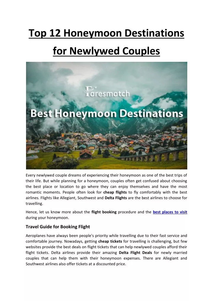top 12 honeymoon destinations