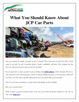 What You Should Know About JCP Car Parts