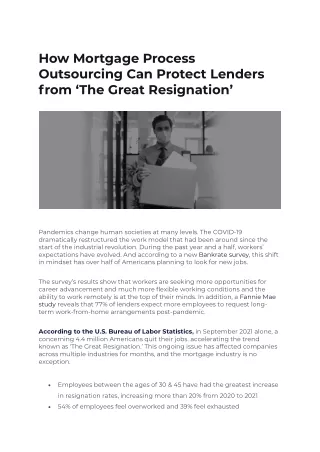 How Mortgage Process Outsourcing Can Protect Lenders from ‘The Great Resignation’