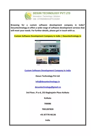 Custom Software Development Company in India