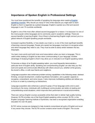 importance of spoken english in professional