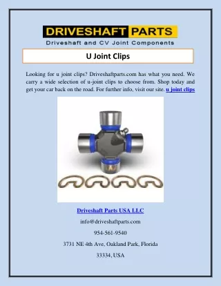 U Joint Clips  Driveshaftparts