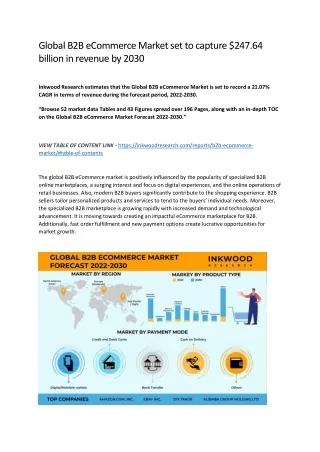 Global B2B eCommerce Market Research Report Analysis | ICT