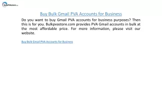 Buy Bulk Gmail PVA Accounts for Business  Bulkpvastore.com