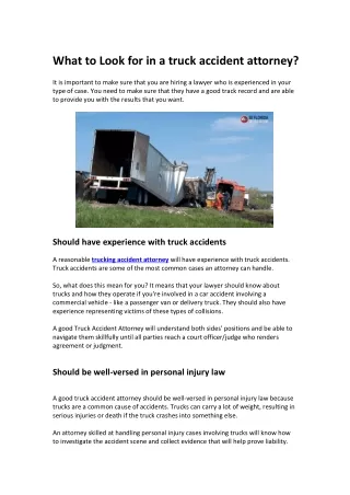 What to Look for in a truck accident attorney
