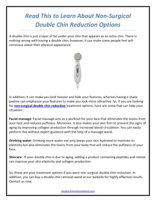 Read This to Learn About Non-Surgical Double Chin Reduction Options