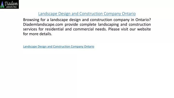 landscape design and construction company ontario