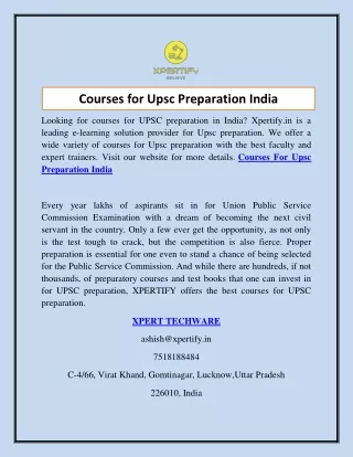 Courses for Upsc Preparation India  Xpertify.in