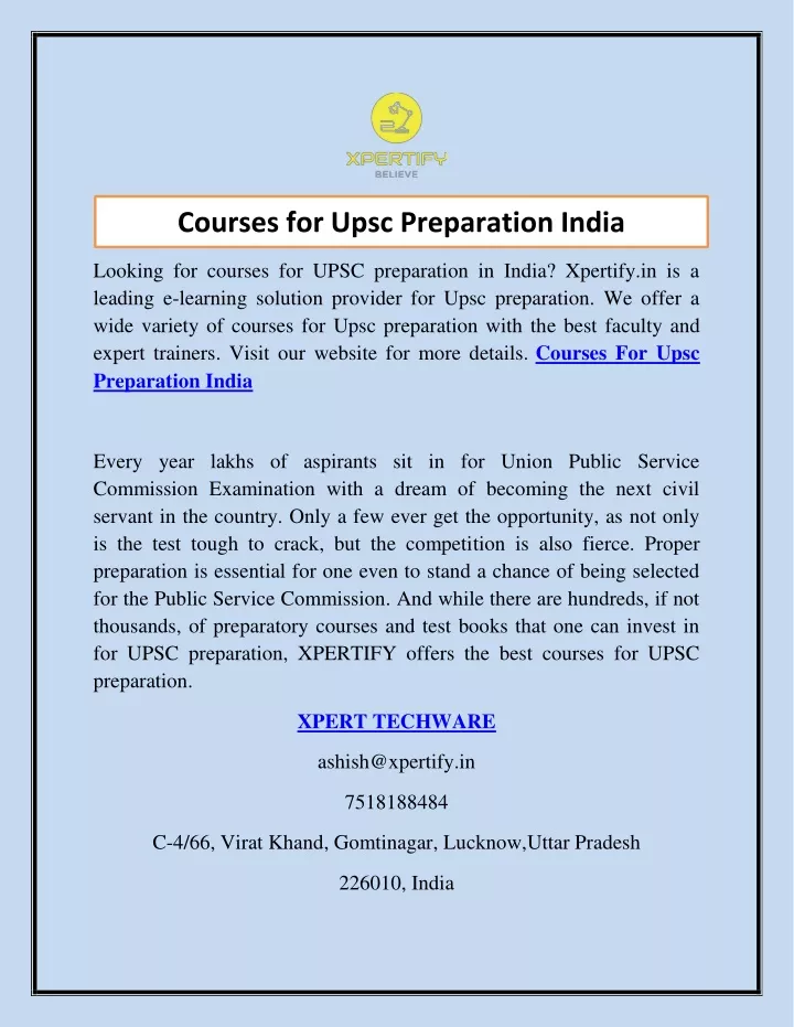 courses for upsc preparation india