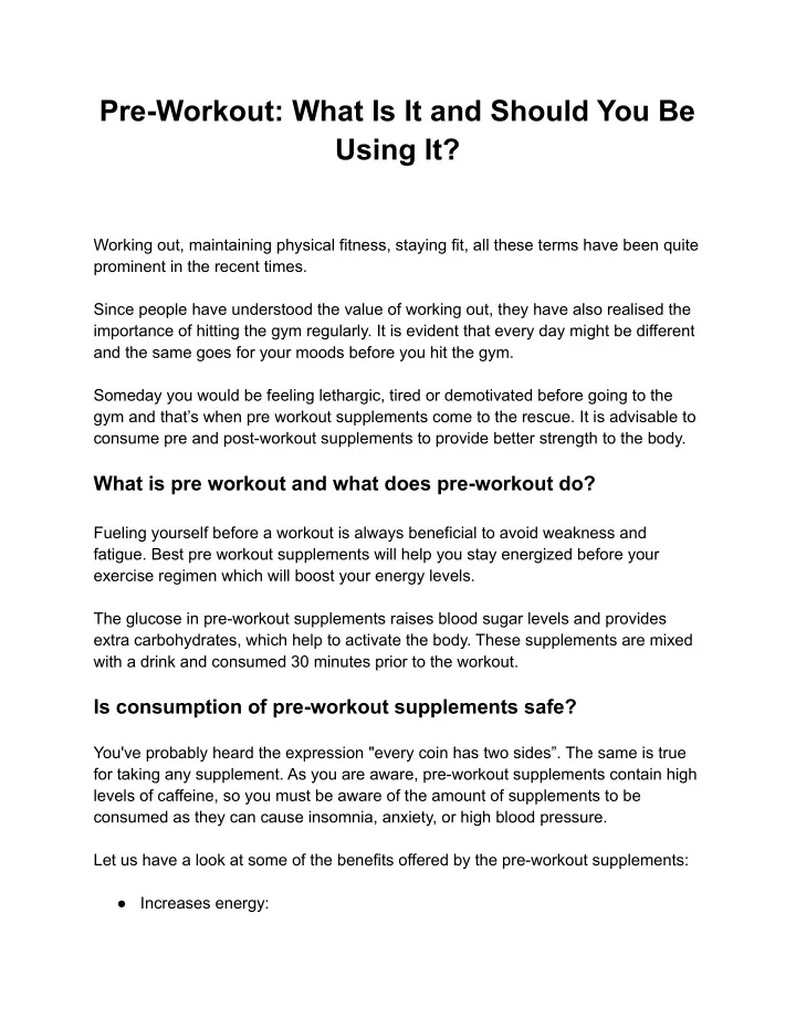 pre workout what is it and should you be using it