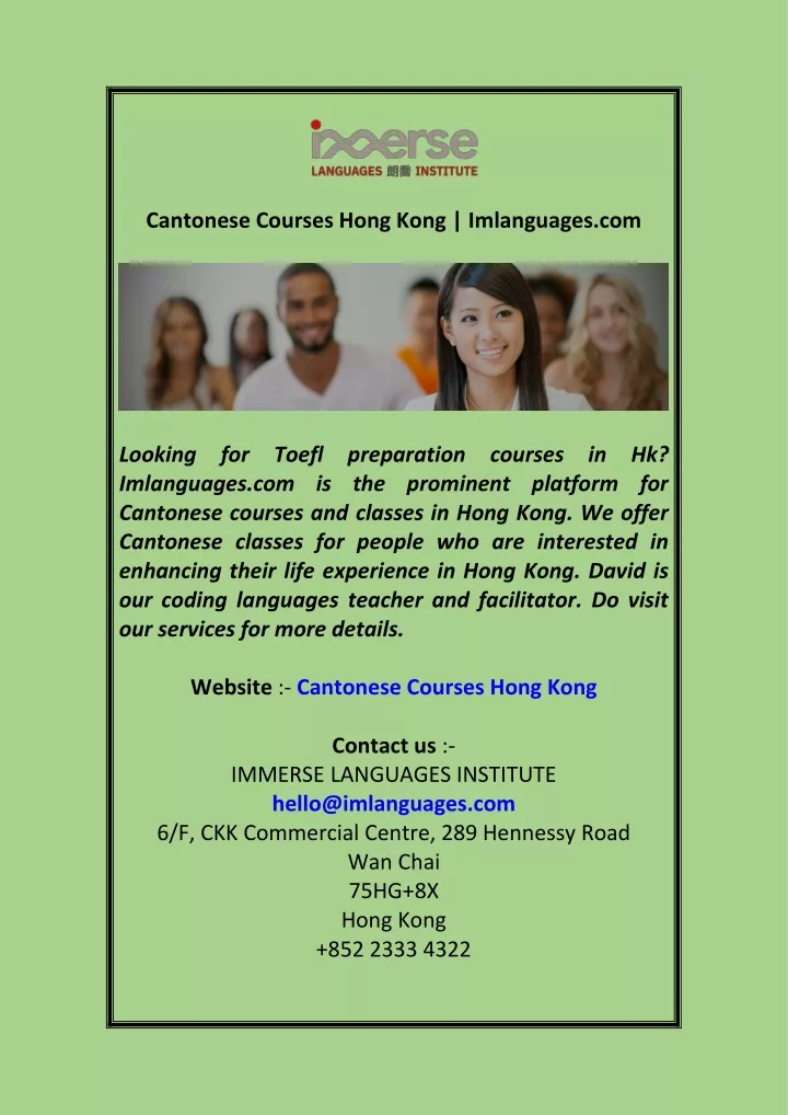 cantonese courses hong kong imlanguages com