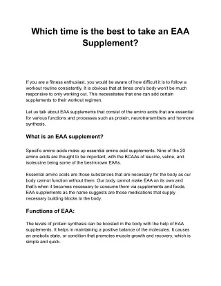 Which time is the best to take an EAA Supplement