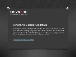 Structured Cabling Abu Dhabi  Novanodit.com