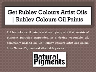Get Rublev Colours Artist Oils | Rublev Colours Oil Paints