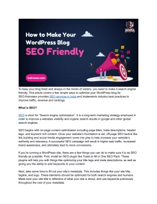 to keep your blog fresh and always in the minds